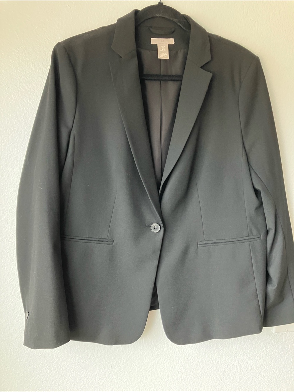 H&M Classic Black Women's Blazer - Tailored One-Button Jacket Large